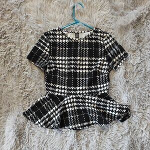 SHEIN Monochrome Houndstooth Top